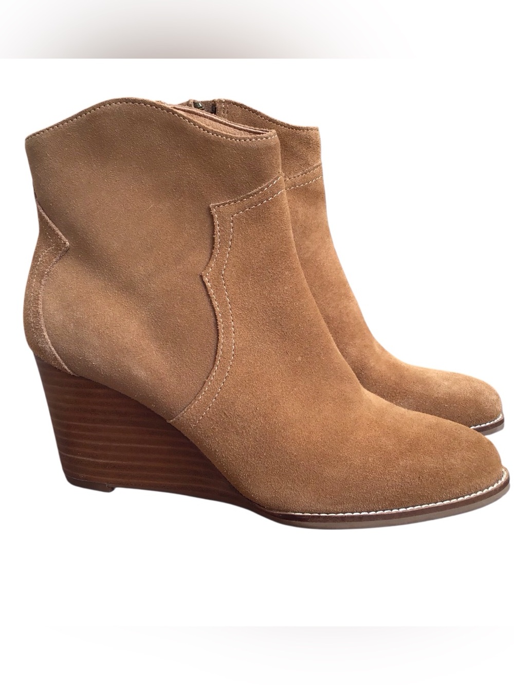 Andre Assous Sally Cognac Suede Wedge Ankle Bootie Size 8M